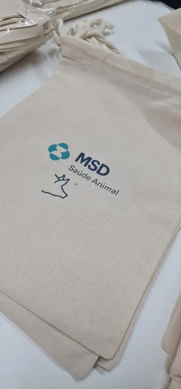 Saco de algodão cru personalizado com logo MSD Saúde Animal